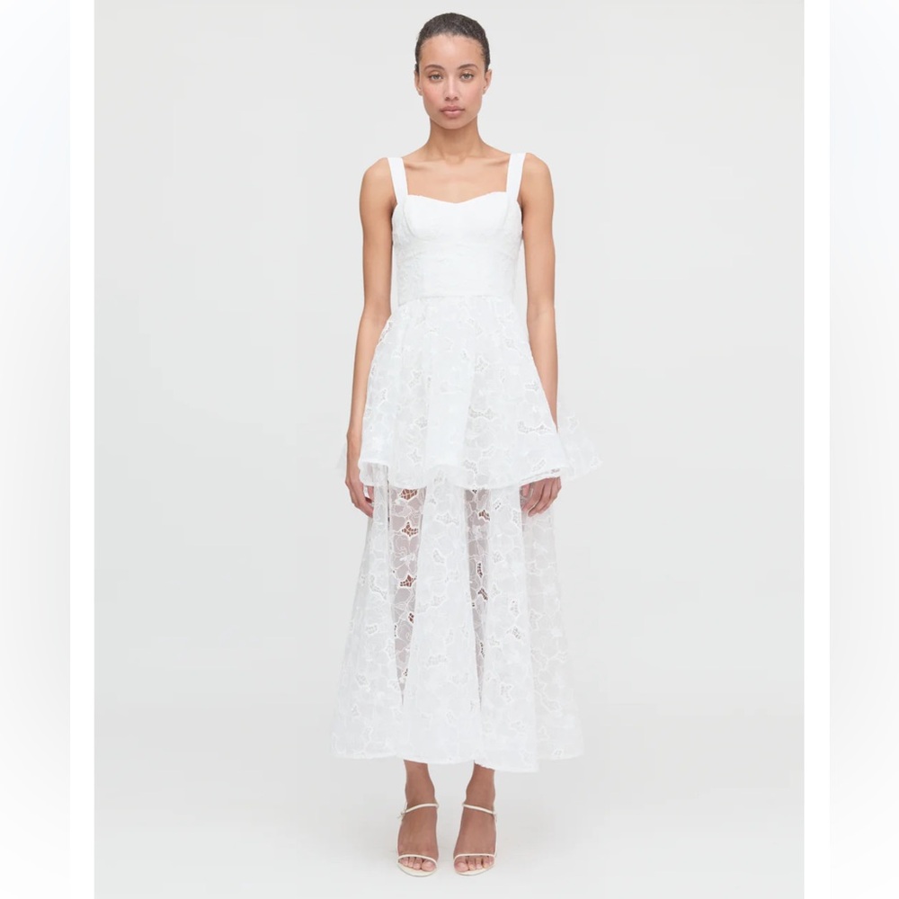 Hill House Home The Isabelle Dress - White Floral Organza size 8 - Picture 2 of 16